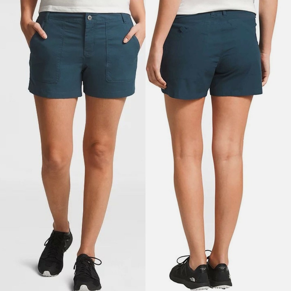 North Face Womens Shorts 14 Ridgeside Blue Wing Teal Ripstop Cotton Stretch NEW